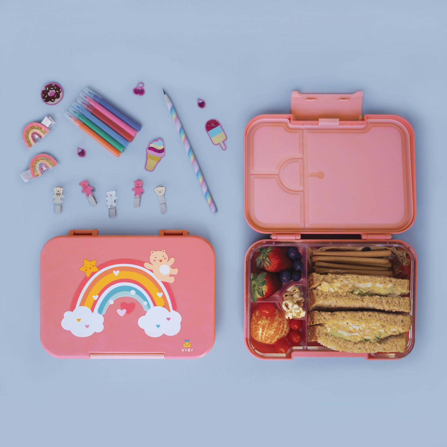 Rainbow Compartment Lunchbox Pink